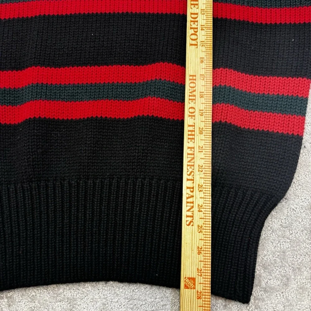 Vintage 90s Polo Ralph Lauren 100% Wool Cable Knit Sweater Black Red Green XL